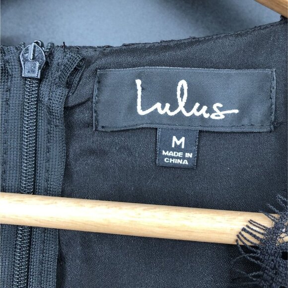 Lulus Women's Sleeveless Lace Plunge Neckline Dress M Black LBD Cocktail Party - Picture 3 of 9